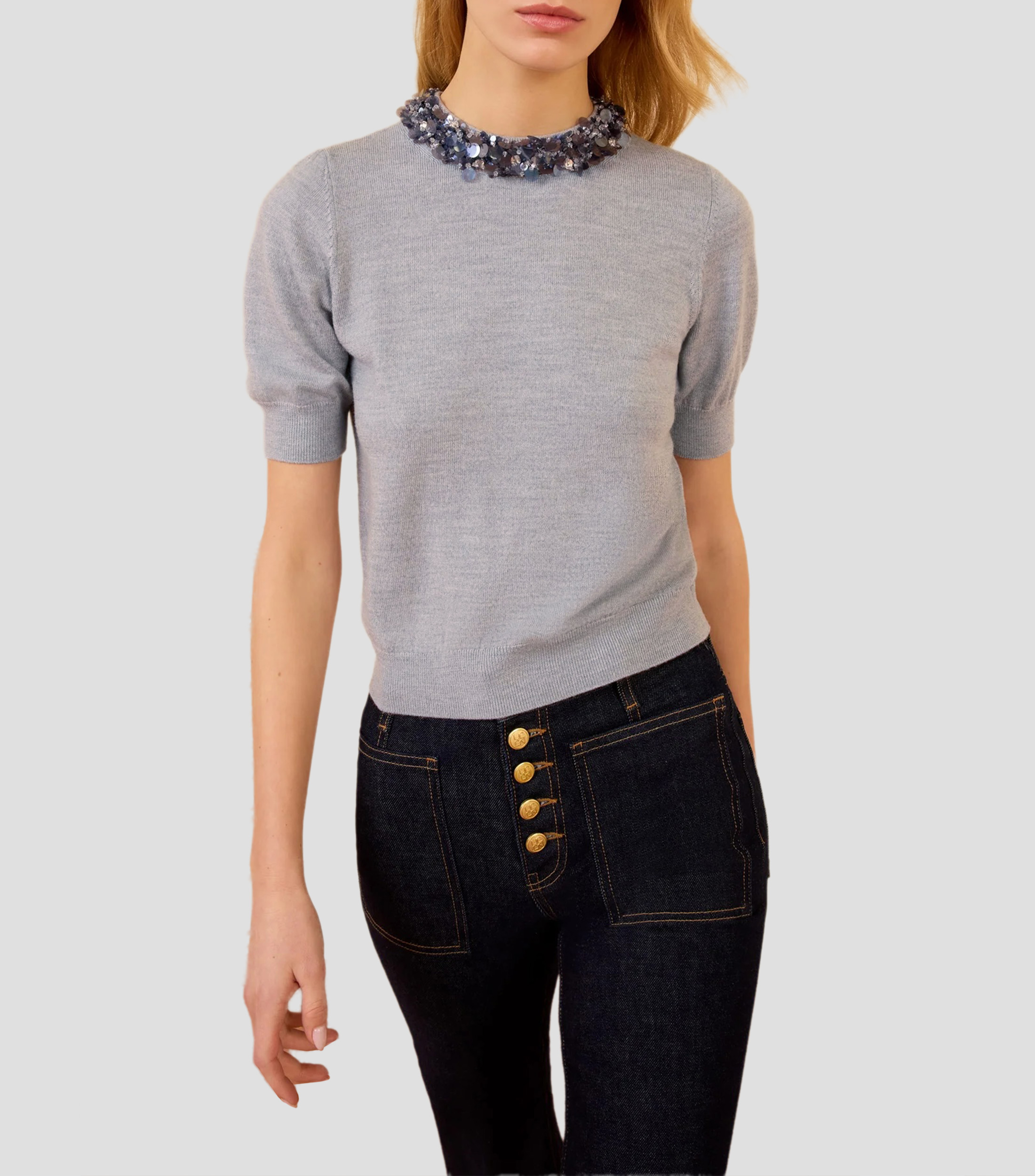 Top liso manga corta Mujer